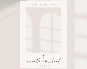 Personalised Wedding Selfie Frame | Neutral Wedding Photo Booth Frame | Happily Ever After Selfie Frame | Custom Names & Date