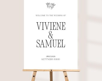Cherub Wedding Welcome Sign | Minimalist Wedding Entrance Board | Personalised Wedding Welcome Board | Elegant Foam Board Wedding Sign