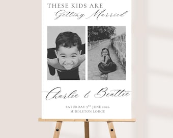 Personalised Rehearsal Dinner Photo Welcome Board | These Kids Are Getting Married Sign | Wedding Photo Board | Modern Wedding Decor