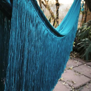Handwoven Mayan Hammock: Aqua Blue, Boho Beach Decor