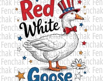 Red White And Goose PNG, Funny 4th of July Png, Boho Patriotic Floral Fourth of July Png, Retro America Png, Cute American Goose Shirt Png