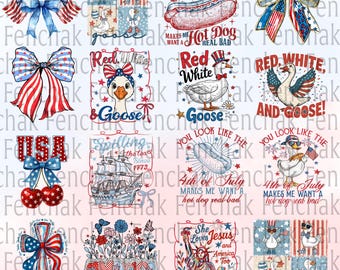 4th of July Bundle Png, Retro America Png, Preppy America Coquette PNG Bundle, Girly USA Png, Memorial Day Png, 1776 Png, Patriotic Png