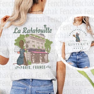 Dwustronna koszulka z kreskówkowym szczurem Png, koszula Retro Chef Paris & France Png, mysz Chef Kitchen Png, Sublimacja Little Chef, Projekt koszuli kulinarnej