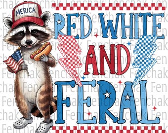Rood, wit en wild png, shirt grappig wasbeer png, grappig VS png, trendy 4 juli png, Merica png, wasbeer png, ontwerp van de Amerikaanse vlag, ontwerp met Amerikaanse vlag