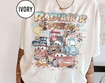 Retro Comfort Colors Radiator Springs Cars Movie Png, Lightning McQueen Png, Cars Movie Disney Png, Disney Family Trip Png