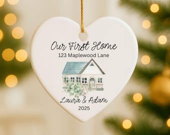 Personalized New Home Ornament, Custom New House Ornament, Our New Home Keepsake, New Home Gift For Couple, New Home Address Ornament