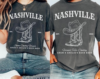 Comfort Colors® Bachelor And Bachelorette Party Together Shirt, Custom Western Joint Bach Trip Tshirt, Cowboy Bash Tee Nashville Rodeo Group