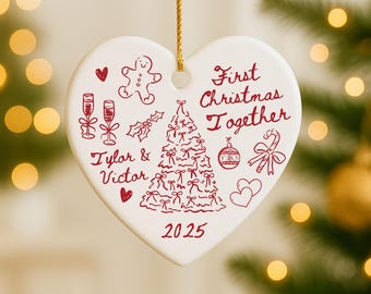 First Christmas Together Ornament, Custom Couples 1st Date Ornament, Personalized Dating Ornament Relationship Boyfriend Gift For Girlfriend