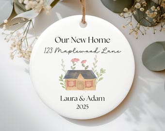Custom New Home Ornament, Personalized New House Ornament, Our New Home Keepsake, Friend New Home Gift, New Home Address Ornament Watercolor