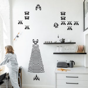 Galaga Retro Arcade Wall Decal: Modern Pixel Wall Art