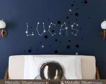 Custom Name Wall Decal Nursery | Constellation Name Sticker | Baby Name Wall Decor | Kids Room Star Wall Decal | Personalized Nursery Decor
