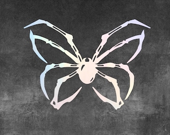 Gothic Butterfly Spider Car Decal: Edgy Vinyl Sticker, Halloween Sticker