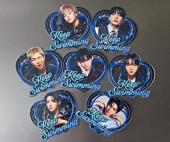 Fanmade Kpop stickers | BTS Keep Swimming Stickers |  OT7 freebies