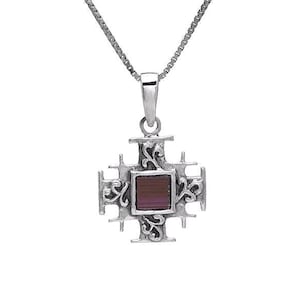 Jerusalem Cross with Nano Bible New Testament Pendant Necklace 925 Silver
