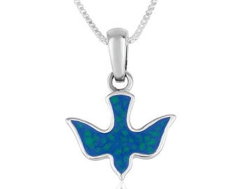 Silver Pendant with Eilat Stone in a form of Dove