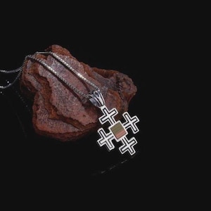Jerusalem Cross With Nano Bible New Testament Pendant Necklace Silver 925