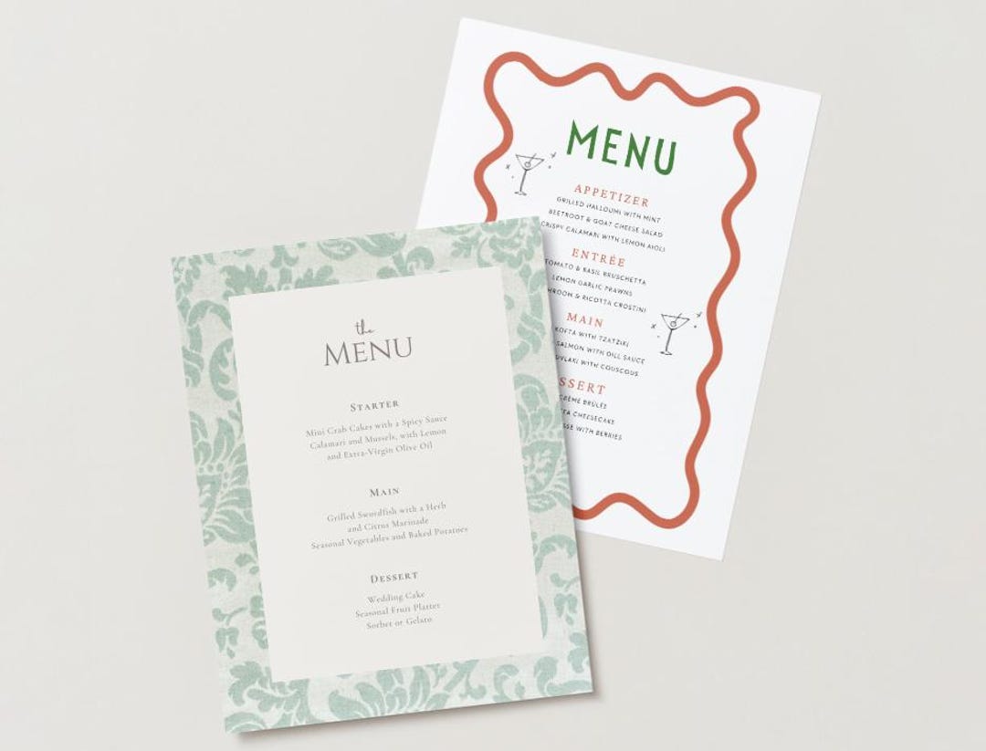 Custom Digital Menu Template - Etsy