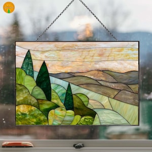 Stained glass Great Smoky Mountains National Park landscapedigital file | svg, jpg, pdf download | mountain panel pattern for DIY glass art