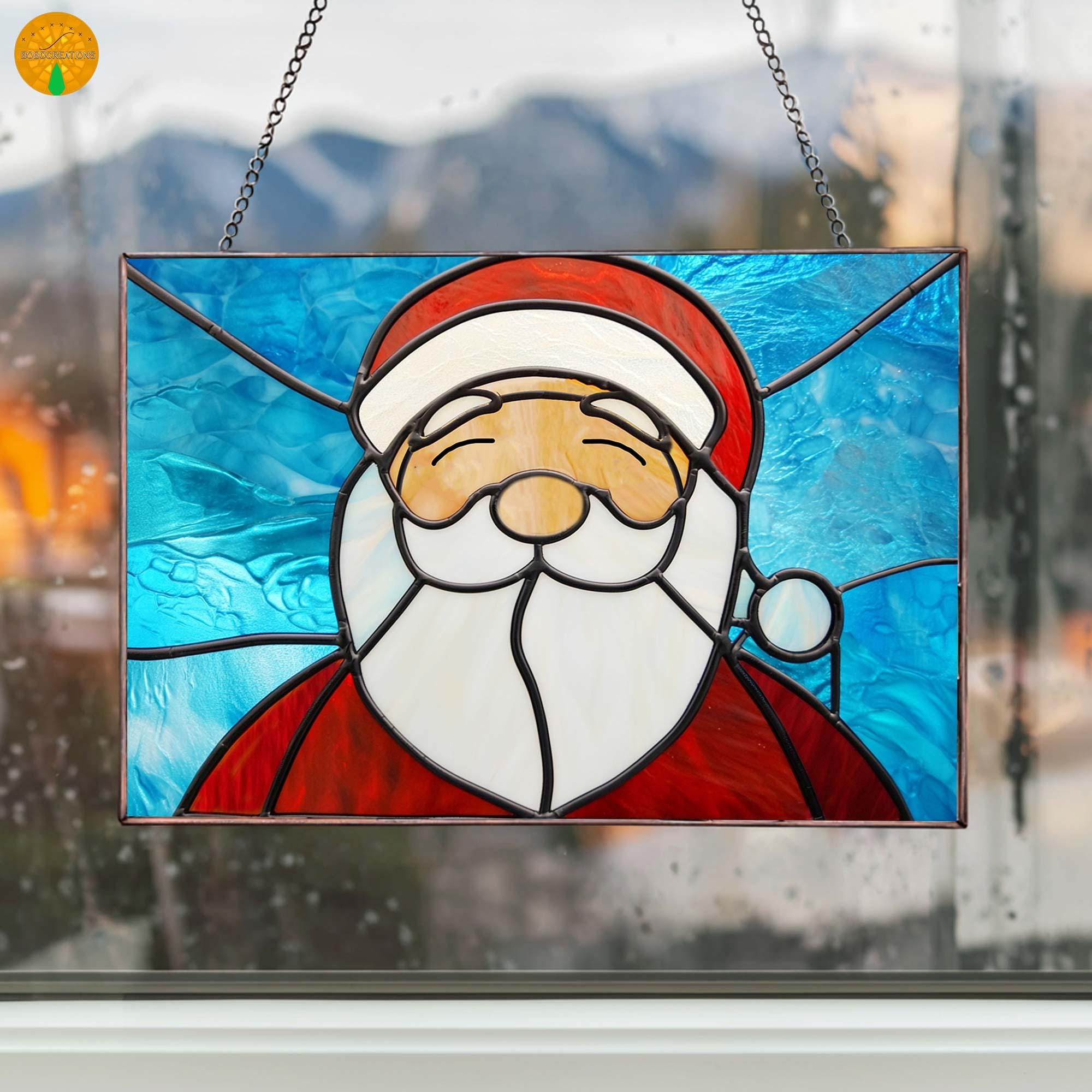 PB37 Santa Claus Stained Glass Decor Christmas Gift for the