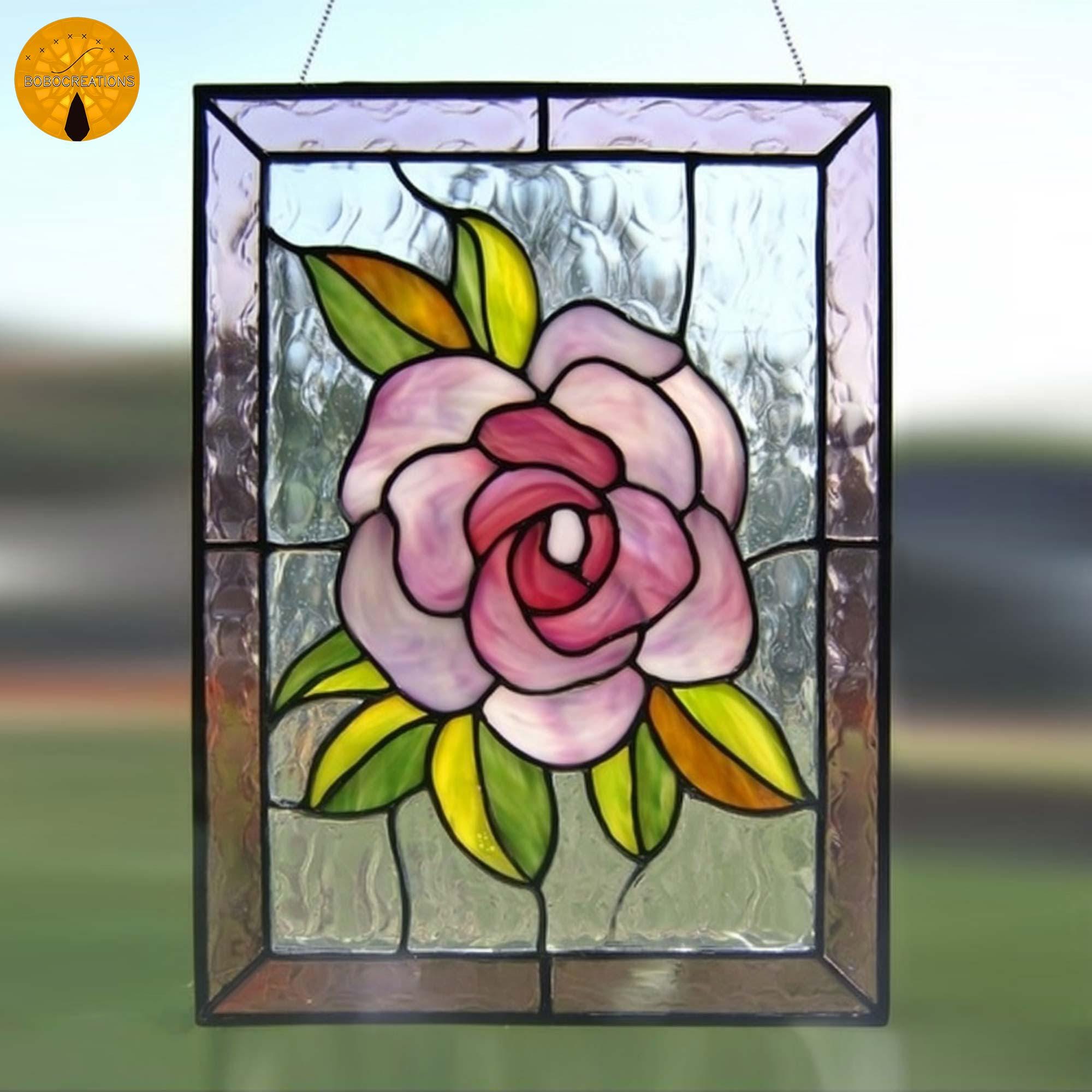 Pink Rose Stained Glass - Etsy