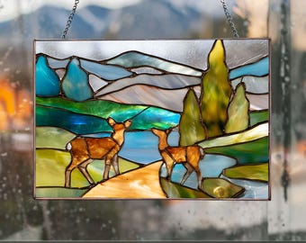 PB129 National park stained glass Wall Window Hanging Decor Decor Housewarming gift  Spring Decoration Digital Download Glass DIY