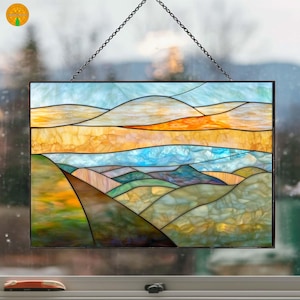 Glasmalerei C32 Blue Ridge Mountains Landschaft digitale Datei | svg, jpg, pdf download | Berg Panel Muster für DIY Glaskunst
