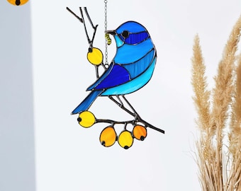 PB101 Blue bird stanied glass House warming gifts new home Christmas gifts Decor Nature Lover Gift Digital Download Glass DIY