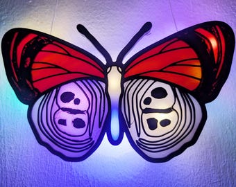 Diaethria butterfly Stained Glass Night Light Butterfly stained glass decoration window  Butterfly Lamp, Night Light,  Gift decor