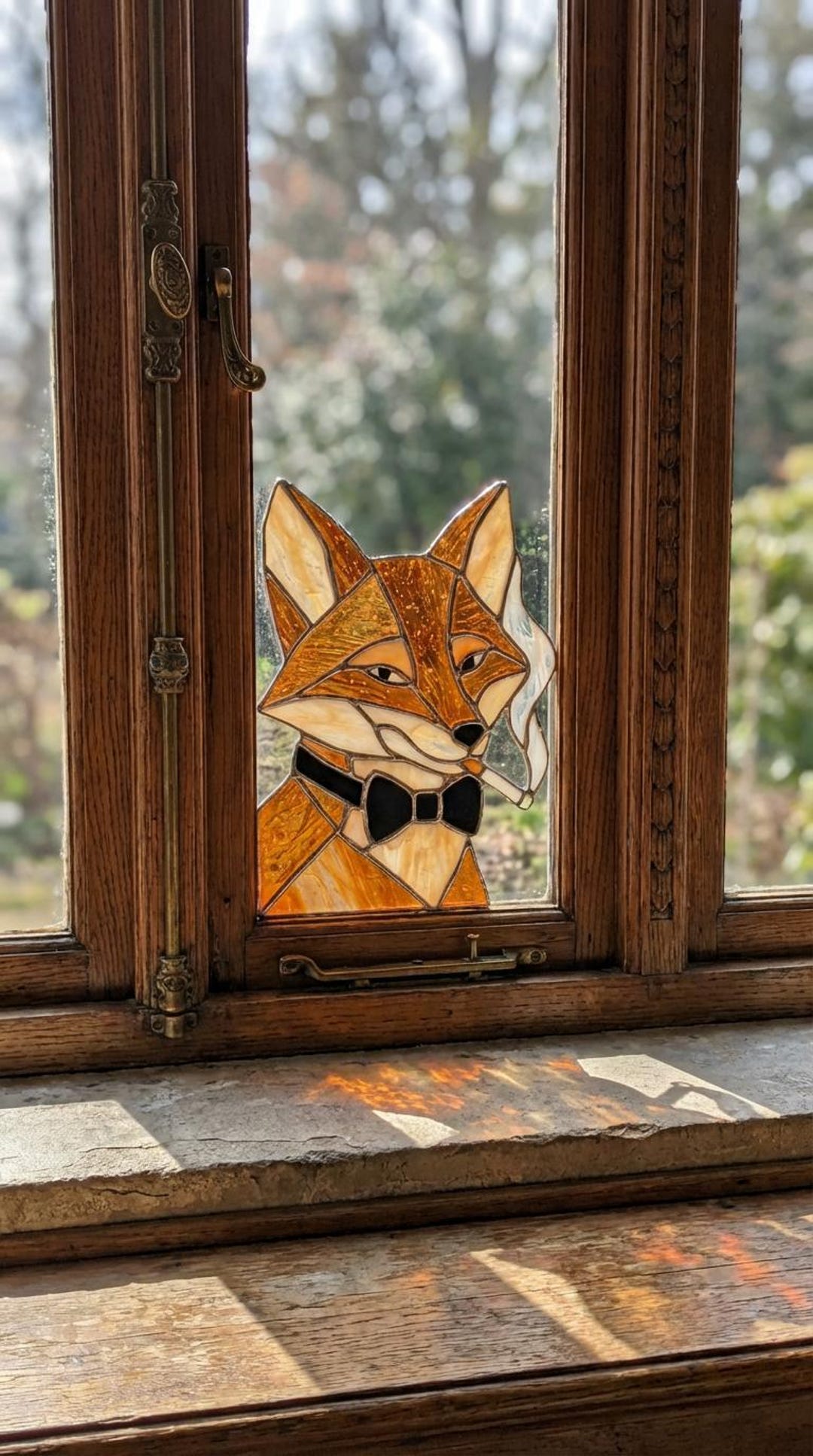 Fox Window PB426 Stained Glass Window Corner Fox Gift Home Decor Window Christmas ...