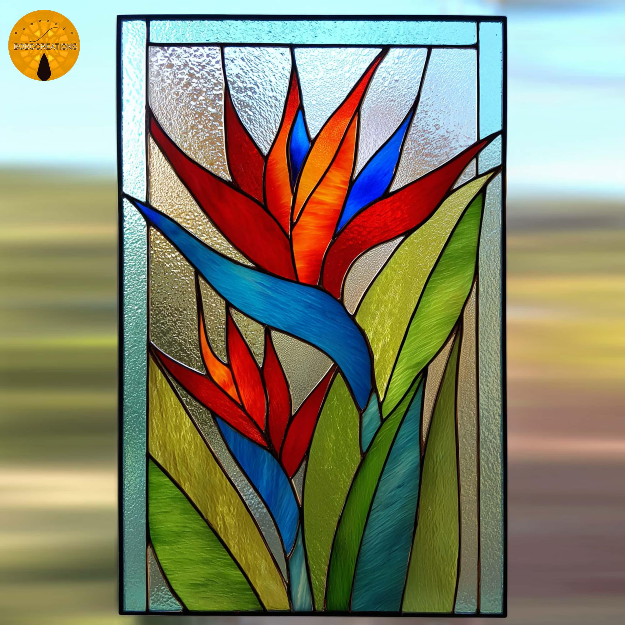 PNF202 Tropical Bird of Paradise Stained Glass Pattern Template for ...