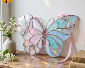 Floral Wing Butterfly Pattern PDF, Stained Glass Mirror Suncatcher, Set DIY,butterfly suncatcher, stained glass window hangings ,  BBT 04