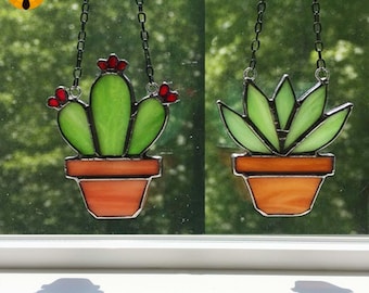 BB8 Cactus & Succulent Stained Glass Pattern Set – DIY Plant Suncatcher Template