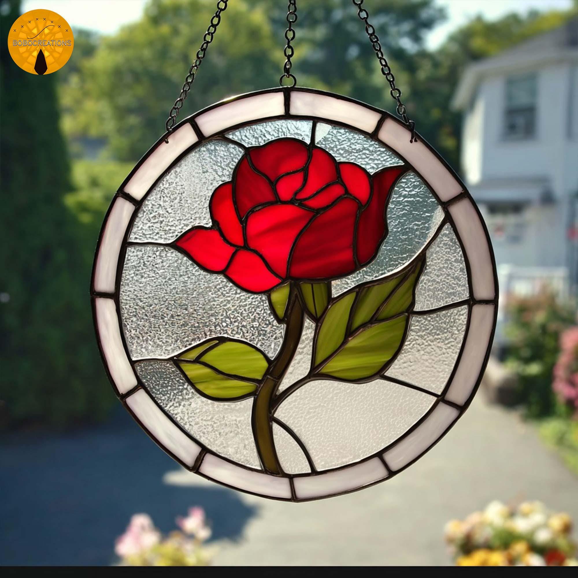 Stained Glass Blue Rose - Etsy