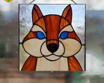 PNF2 Fox Stained Glass Pattern, Cute Animal Suncatcher Template, Digital Download, DIY Glass Art Design