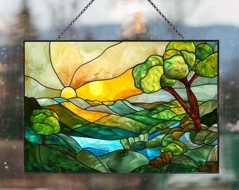 Stained glass  Flinders Ranges National Park landscapedigital file | svg, jpg, pdf download | mountain panel pattern for DIY glass art