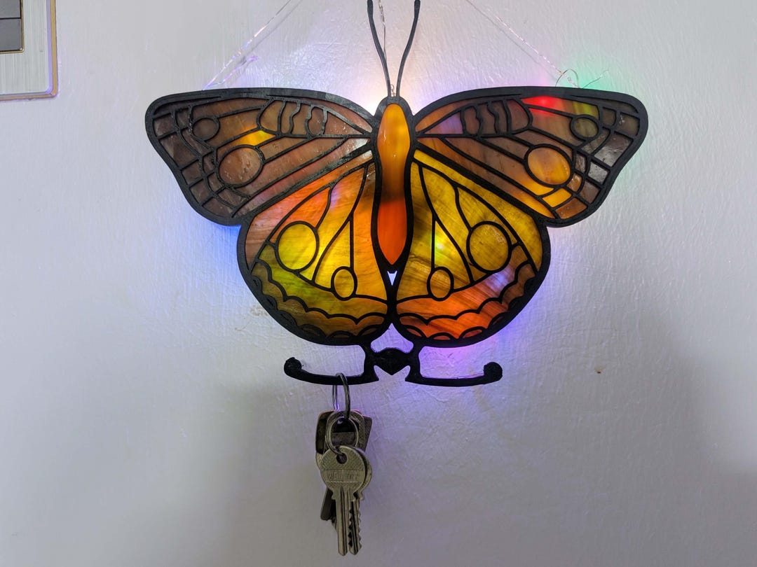 Butterfly Key Holder | Stained Glass Key Rack | Unique Wall Mounted Key ...