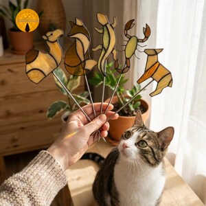 BBT134 Animal Stained Glass Plant Stake SVG Bundle, Fox Camel Scorpion Pattern PDF