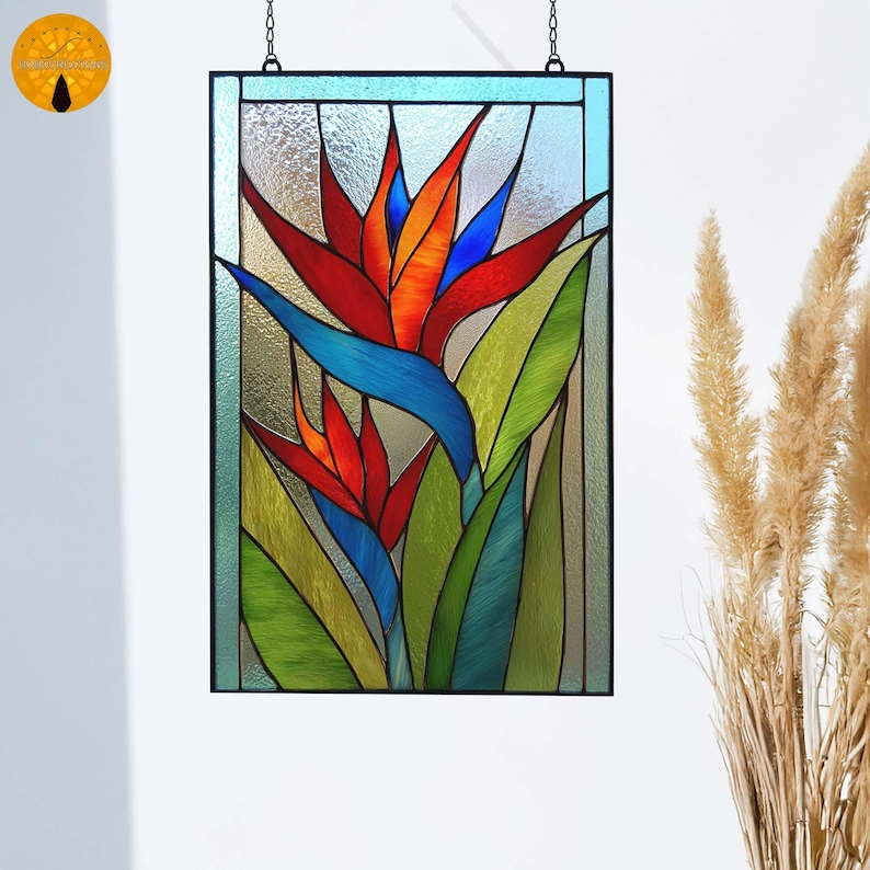 PNF202 Tropical Bird of Paradise Stained Glass Pattern Template for ...
