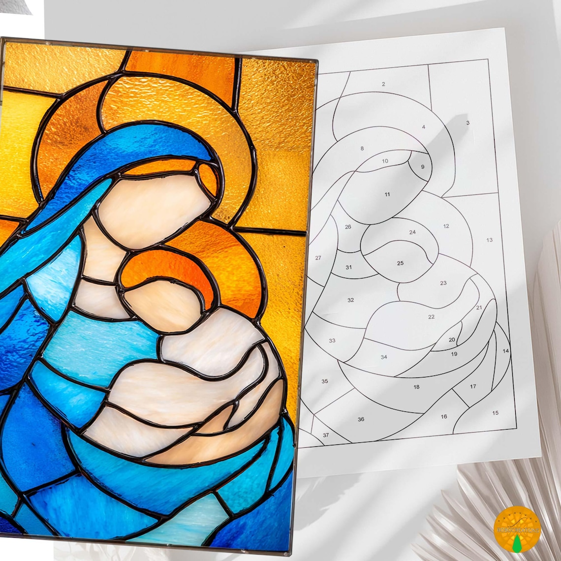PB128 Virgin Mary and Jesus Stained Glass Window Hangings Gifts Jesus ...