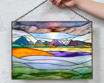 Stained glass Grand Teton National Park  landscapedigital file | svg, jpg, pdf download | mountain panel pattern for DIY glass art