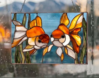 金魚サンキャッチャー ステンドグラス 金魚 装飾 家 窓 壁掛け ママ