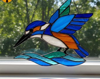 BB81 gebrandschilderd ijsvogelpatroon – Flying Bird Suncatcher DIY-sjabloon voor knutselen