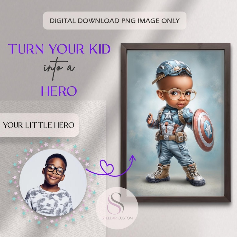 Gepersonaliseerd superheldenportret: aangepaste heldenkunst voor kinderen (digitale download) afbeelding 11