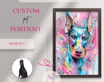 Gepersonaliseerde neongraffiti-huisdierportret: aangepaste digitale kunst (downloadbaar png-bestand)