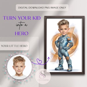 Gepersonaliseerd superheldenportret: aangepaste heldenkunst voor kinderen (digitale download) afbeelding 7