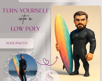 Aangepast laag poly-avatarportret: gepersonaliseerde digitale kunst (PNG)