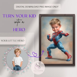Gepersonaliseerd superheldenportret: aangepaste heldenkunst voor kinderen (digitale download) afbeelding 2