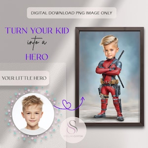 Gepersonaliseerd superheldenportret: aangepaste heldenkunst voor kinderen (digitale download) afbeelding 8
