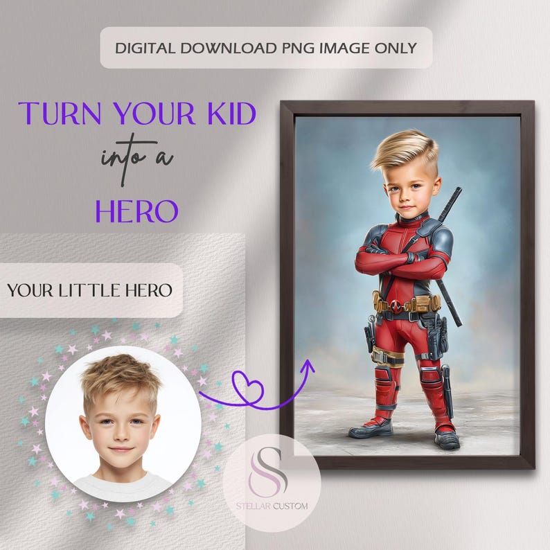Gepersonaliseerd superheldenportret: aangepaste heldenkunst voor kinderen (digitale download) afbeelding 8