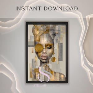 Geometric Afro Art Print: Boho Abstract Wall Decor (Digital Download)